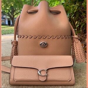 Coach Lora Whipstitch Light Taupe Wallet and Bag Set NWT